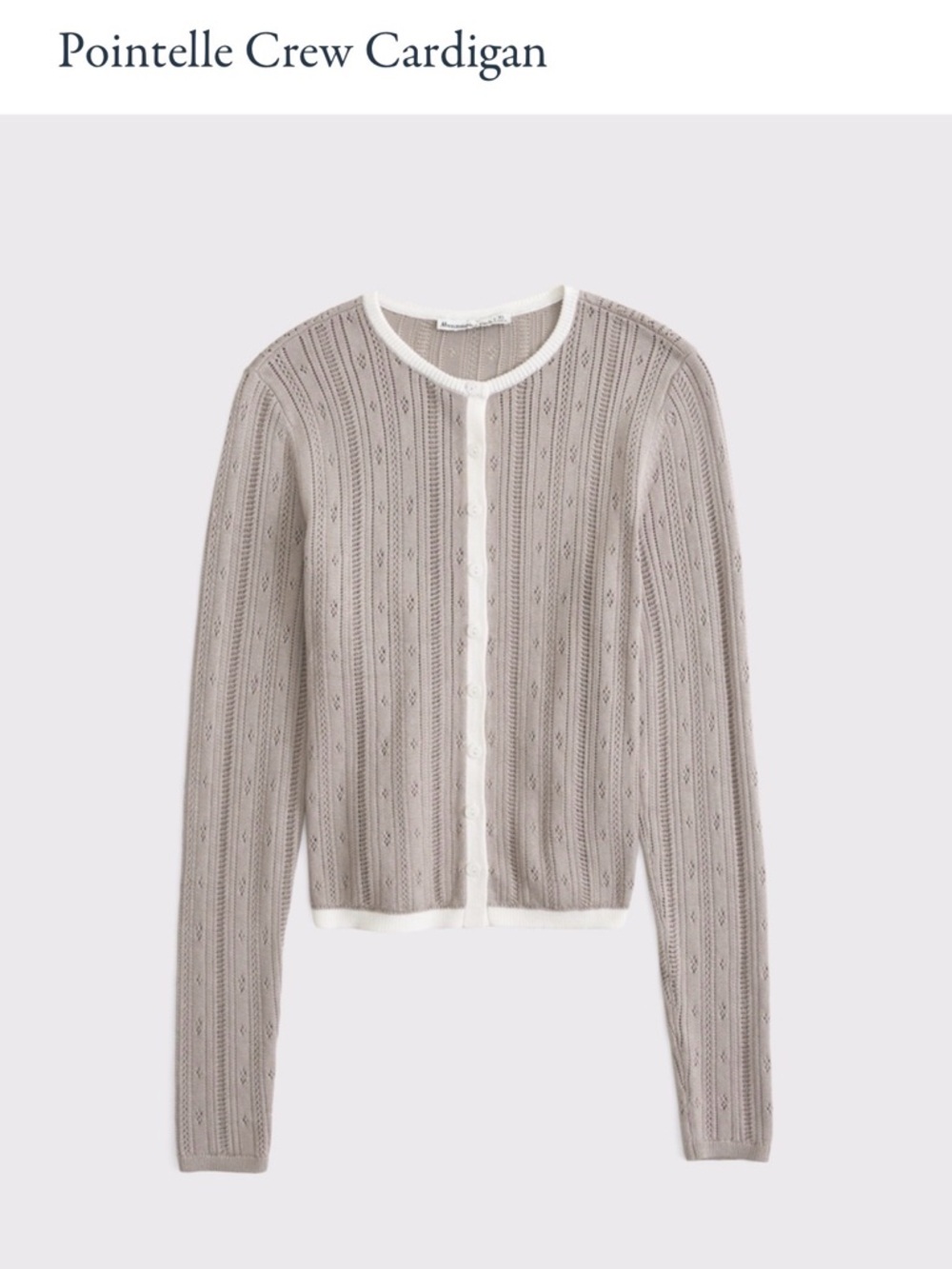 Abercrombie Pointelle Crew Cardigan XS Sand